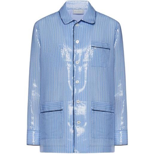 Pierre-Louis Mascia gonna kurhi a righe con paillettes - blu