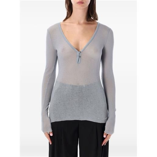 James Perse t-shirt a coste con maniche lunghe - blu