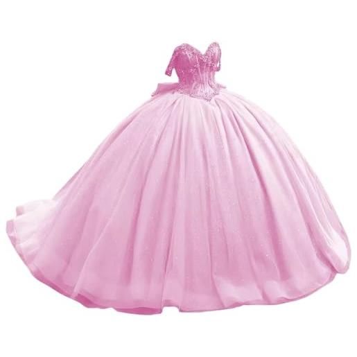 Fuomomo abiti da quinceanera con spalle scoperte e perline e fiocco abiti da 16 anni abiti da ballo lunghi e formali mt034