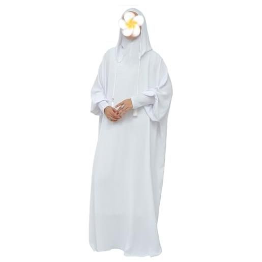khalat abito da preghiera musulmana abaya solid one piece con cappuccio abaya abito lungo da donna, maxi abito islamico dubai jilbab taglia unica