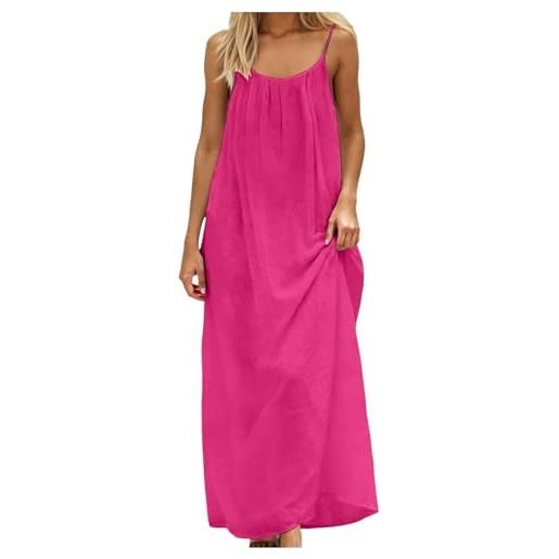 Generico abito da donna senza schienale estivo senza maniche lungo casual prendisole da donna flowy open back lounge abiti leggeri boho chic vestiti da spiaggia abito per vacanze spiaggia casa tinta unita