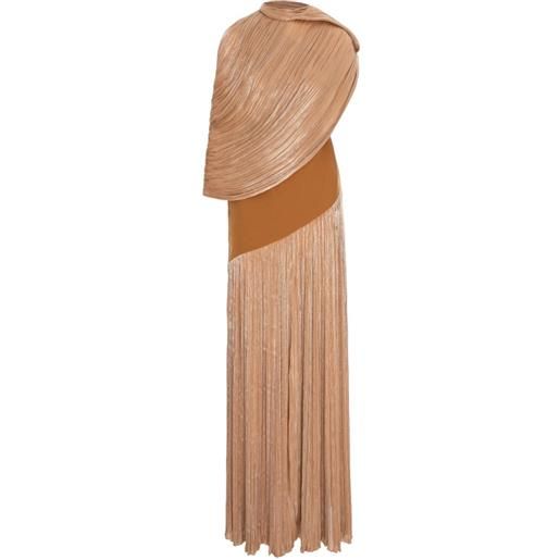 V:PM ATELIER abito lungo dusty plissettato - marrone