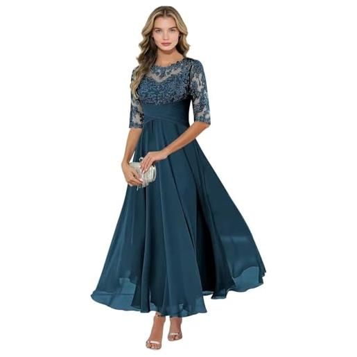 Generic abito da sposa per madre della sposa da donna in chiffon con applicazioni in pizzo mezza manica formale abito da sposa