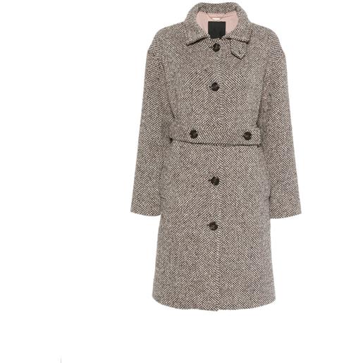 LIU JO cappotto con cintura e motivo pied-de-poule - marrone