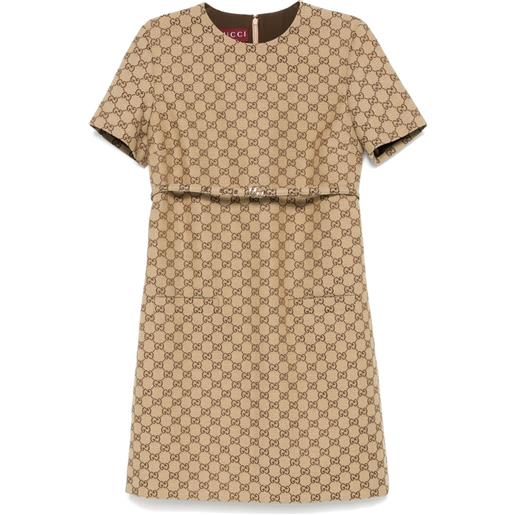 Gucci abito corto gg supreme - marrone