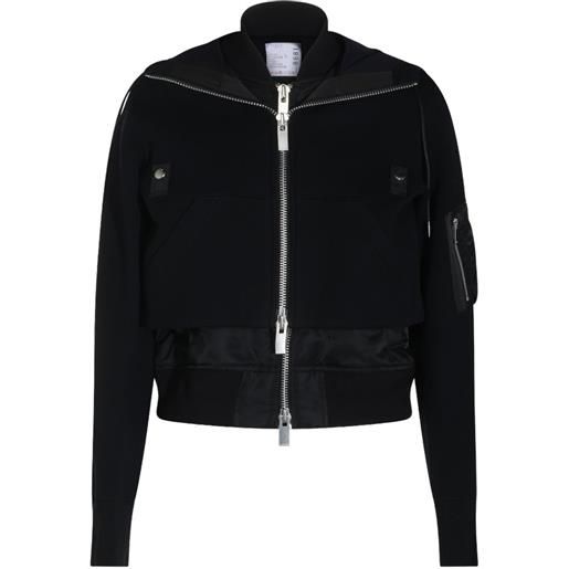 sacai bomber sponge a doppio strato - nero