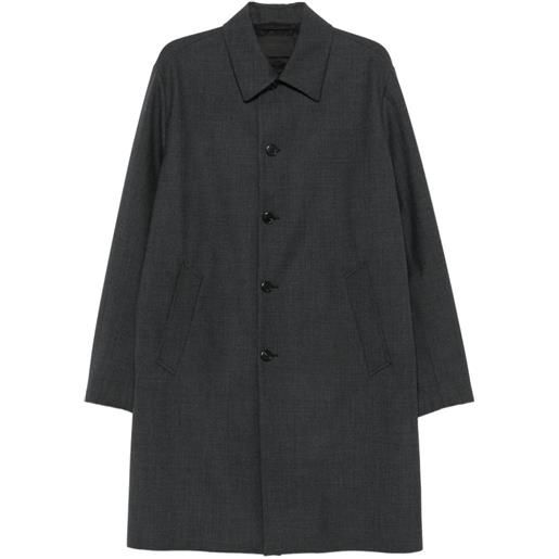 Prada cappotto lungo con placca logo - grigio