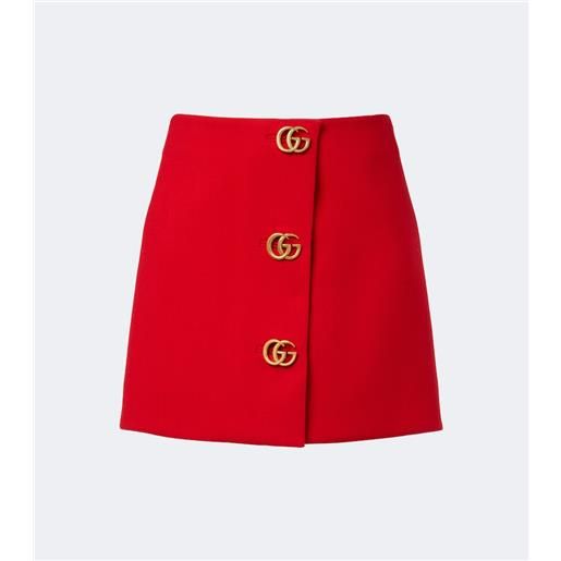 Gucci minigonna double g in crêpe di lana
