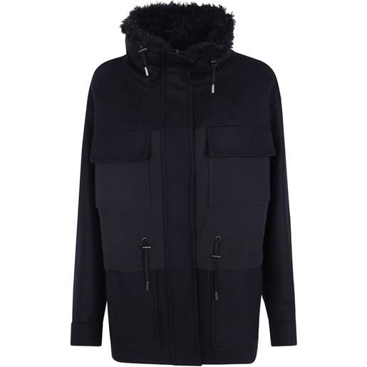 Mantu parka con rifinitura in shearling - nero