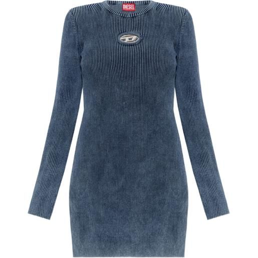 Diesel ribbed-knit long-sleeve mini dress - blu