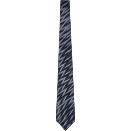 Giorgio Armani chevron-pattern silk tie - blu