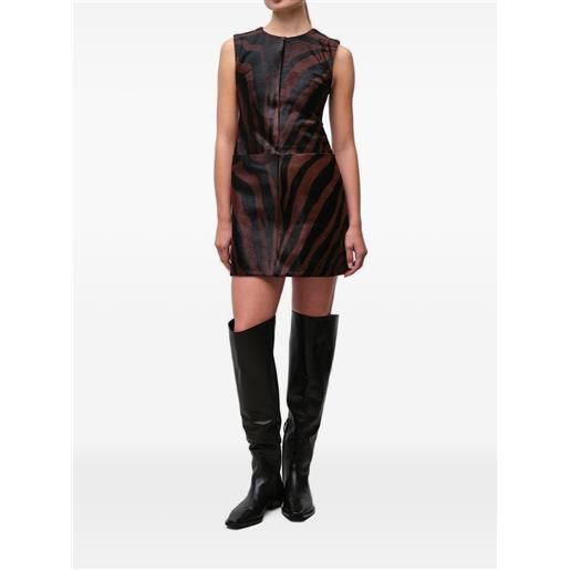 SIMKHAI sonoma zebra-print leather mini dress - marrone