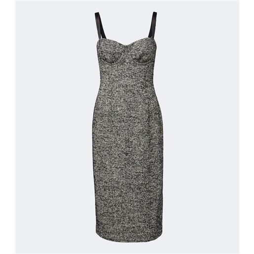 Dolce&Gabbana abito midi in tweed di misto lana e seta