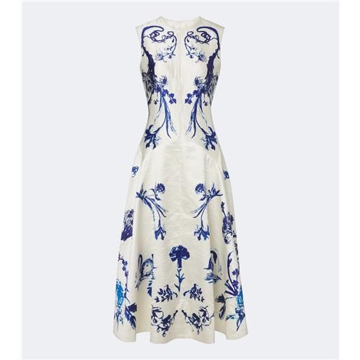 Erdem abito midi in twill a fiori