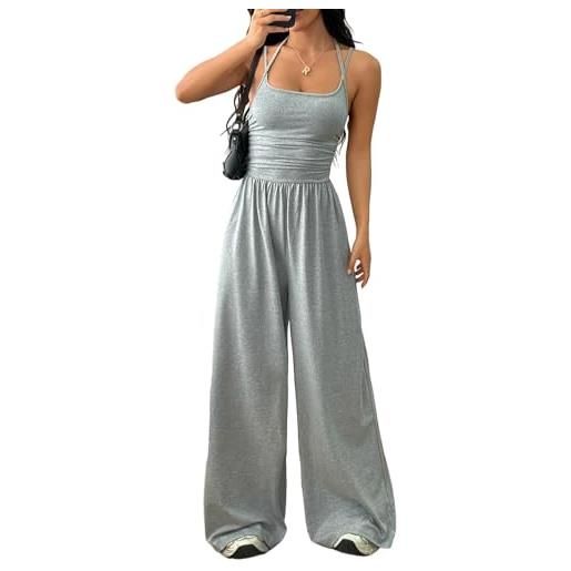 LIAMERHE tuta intera donna elegante salopette sexy larghi vita alta tutine lunga casual monopezzo jumpsuit playsuit