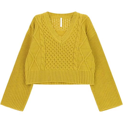 Imperial maglia donna cropped intrecciata, senape