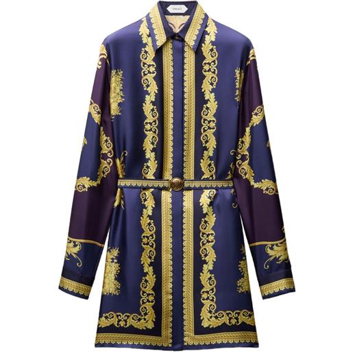 Versace abito corto in twill di seta con stampa - viola