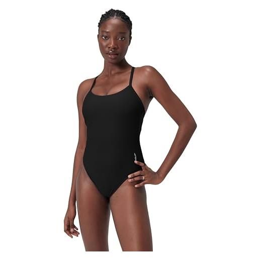 Speedo solid racer back 1 piece costume da bagno per donna, nero, 42