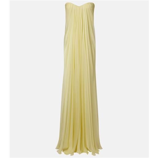 McQueen abito lungo bustier in chiffon di seta