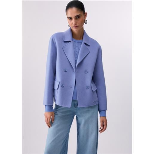 Liu jo cappotto corto in panno double, azzurro