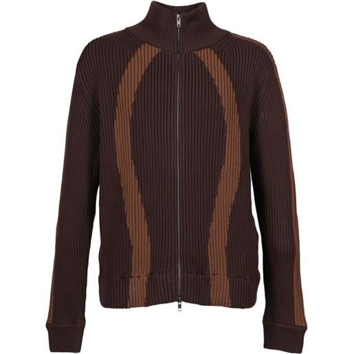 VIVAMUS cardigan a coste con zip - marrone