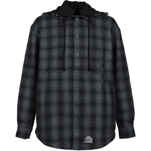 ALICE HOLLYWOOD giacca-camicia oversize in flanella con cappuccio - grigio