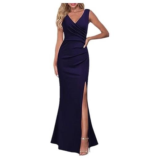 Cocila abito da sposa corto abito da cocktail da festa avvolto in velluto con spacco pieghettato senza maniche da donna vestito marrone