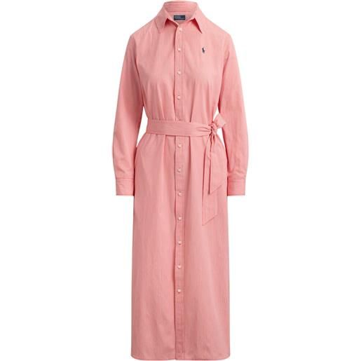 Polo Ralph Lauren abito midi a righe con cintura - rosa