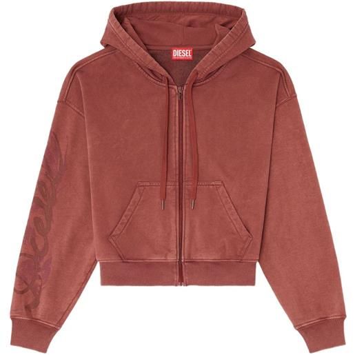 Diesel felpa con cappuccio, zip e logo - rosso