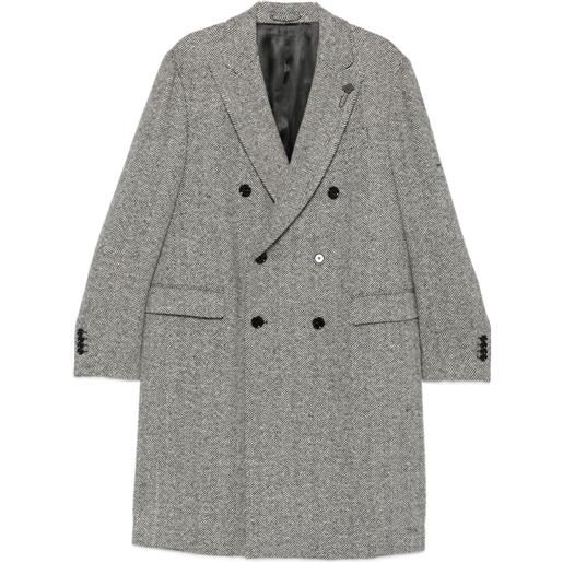 Lardini cappotto doppiopetto con motivo a spina di pesce - nero