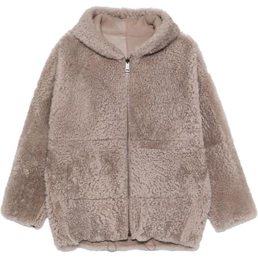 Simonetta Ravizza bomber bart r in shearling reversibile con cappuccio - toni neutri