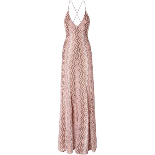 Missoni abito lungo in viscosa con motivo serpente - rosa