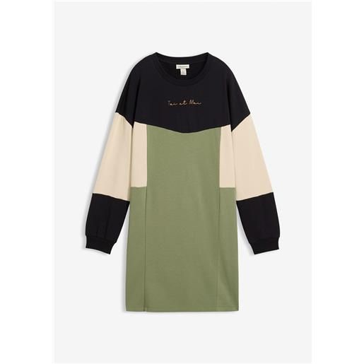 bonprix abito in felpa di puro cotone-verde