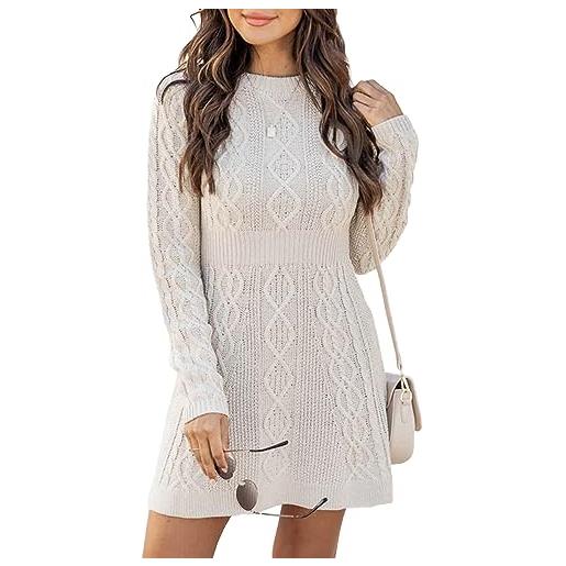 Ebifin vestiti donna invernali girocollo maglione abito elegante manica lunga abito linea a pullover vestito in maglia autunno. 
