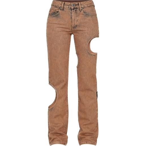 Off-White jeans con dettaglio cut-out - arancione