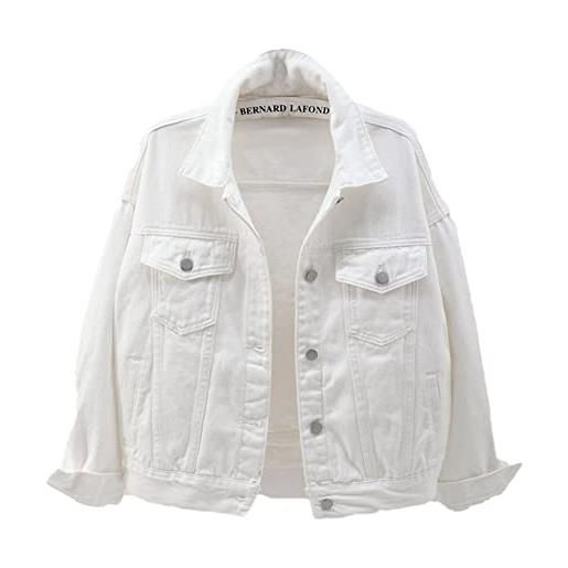 YAOTT donna ragazze giacca in jeans di mezza stagione colorata corta giubbotto denim maniche lunghe giacca casual leggera con tasche e bottoni elegante giubbino denim cappotti corta outerwear
