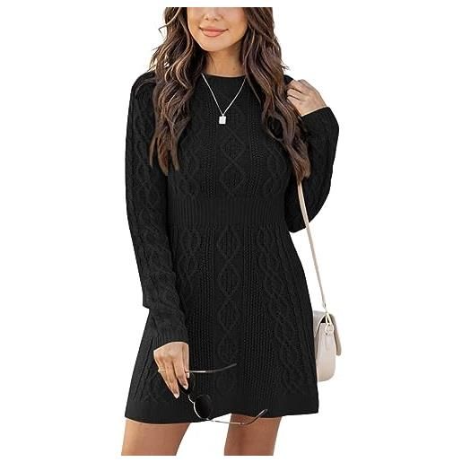 Ebifin vestiti donna invernali girocollo maglione abito elegante manica lunga abito linea a pullover vestito in maglia autunno. 