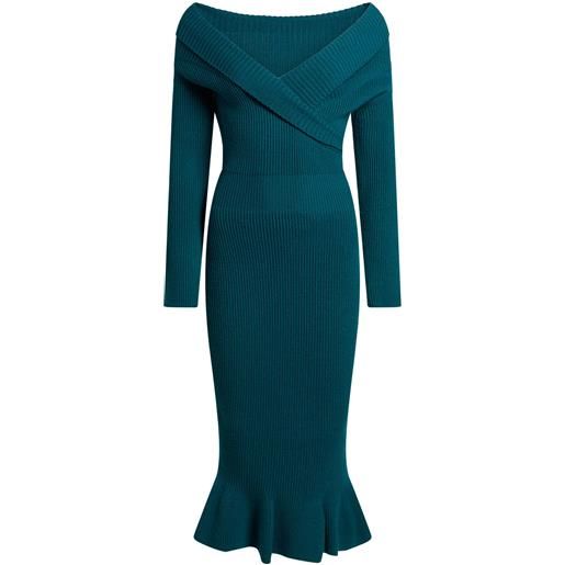 ELISABETTA FRANCHI - vestito midi - verde petrolio