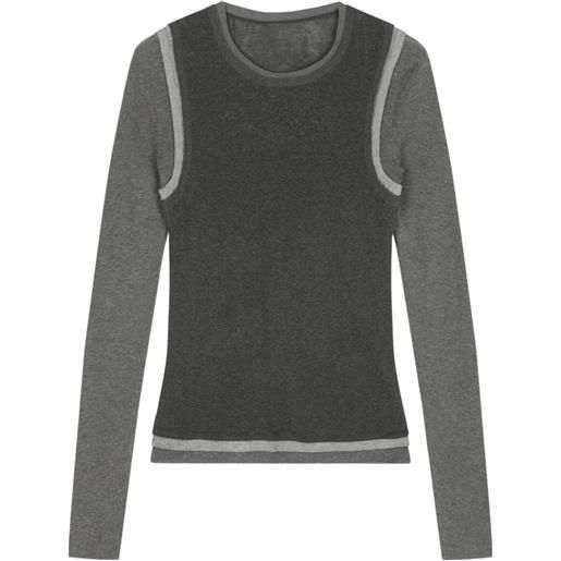 JNBY t-shirt a maniche lunghe con inserti - grigio
