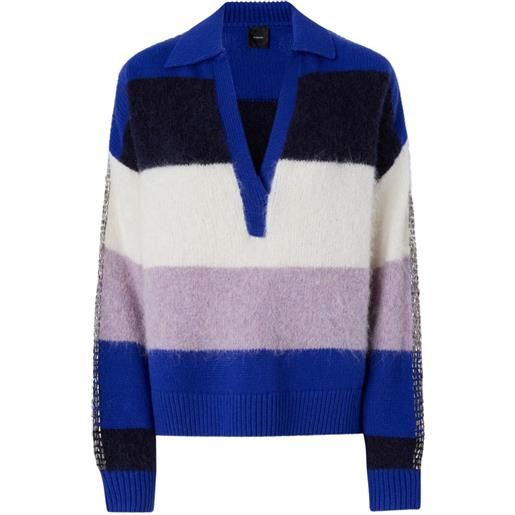 PINKO maglione a righe con borchie - blu