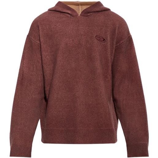 Diesel felpa doppia tintura in misto lana con cappuccio - rosso