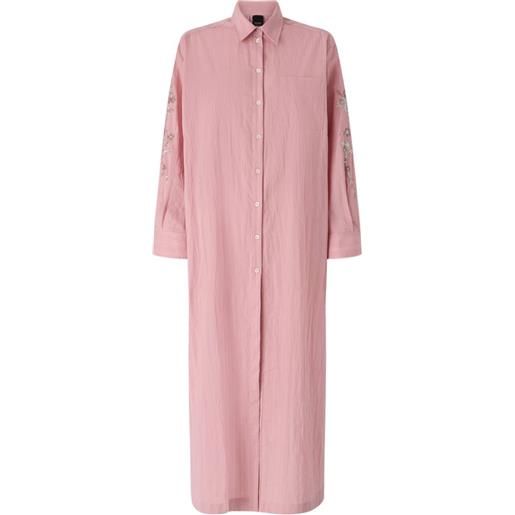 PINKO abito lungo a righe con ricamo a fiori - rosa