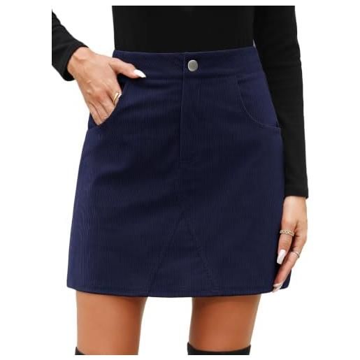 Fashora velluto gonna corta donna vita alta | elegante, minigonna, linea a, casual, con tasche e pantaloncini incorporati, autunno, invernale