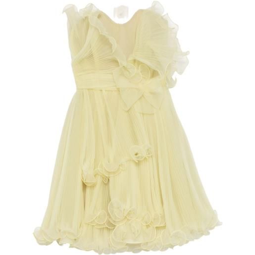 Marchesa abito plissettato senza spalline - giallo