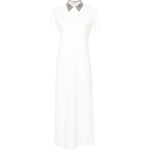 Brunello Cucinelli abito modello polo con decorazione monili - bianco