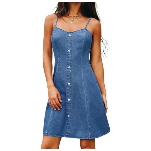 CUPSHE abiti estivi da donna in denim 2026 con spalline sottili abbottonate a-line mini beach jean dress casual vacanza prendisole