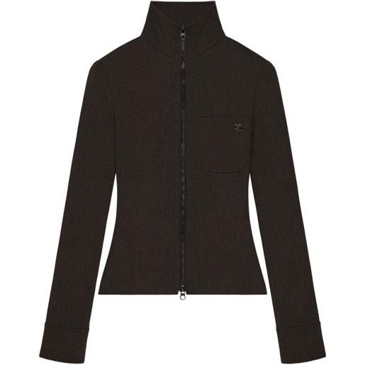 Courrèges cardigan con zip - marrone