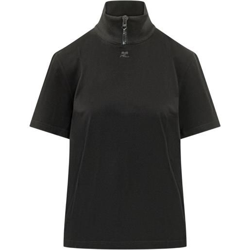 Courrèges t-shirt con zip - nero