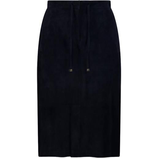 'S Max Mara gonna midi gazza in pelle scamosciata con coulisse - blu