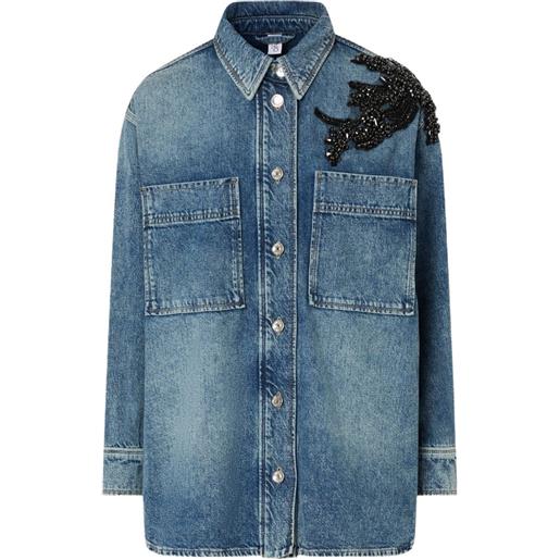 LIU JO giacca-camicia denim con ricamo gioiello - blu